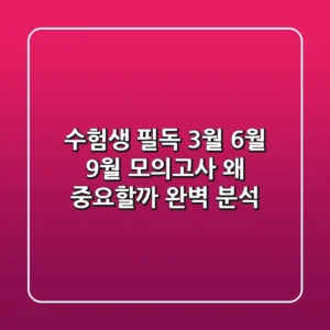 수험생 필독 3월 6월 9월 모의고사 왜 중요할까 완벽 분석