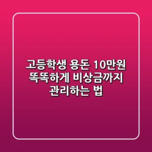 고등학생 용돈 10만원 똑똑하게 비상금까지 관리하는 법