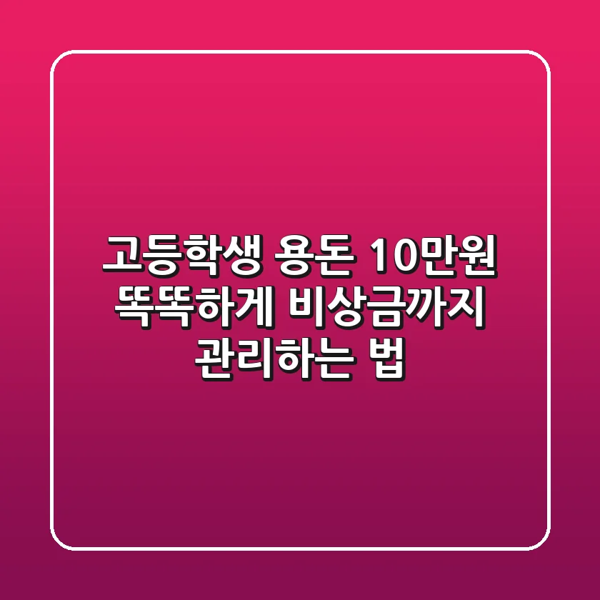 고등학생 용돈 10만원 똑똑하게 비상금까지 관리하는 법