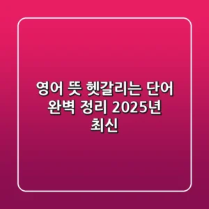 영어 뜻, 헷갈리는 단어 완벽 정리! (2025년 최신)