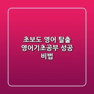 초보도 영어 탈출! 영어기초공부 성공 비법