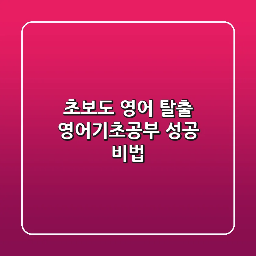 초보도 영어 탈출! 영어기초공부 성공 비법