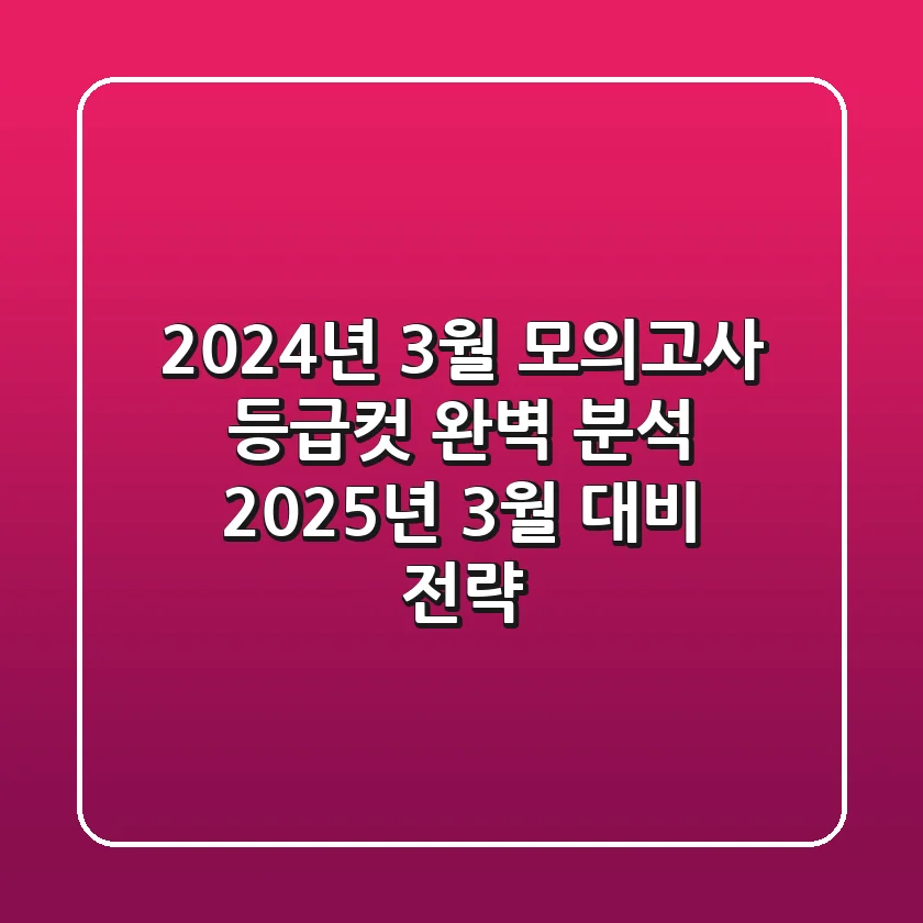 2024년 3월 모의고사 등급컷 완벽 분석: 2025년 3월 대비 전략