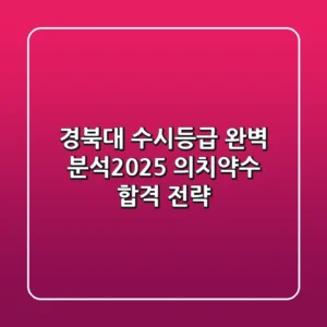 경북대 수시등급 완벽 분석(2025): 의치약수 합격 전략!
