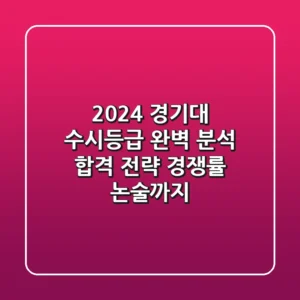 2024 경기대 수시등급 완벽 분석: 합격 전략, 경쟁률, 논술까지!