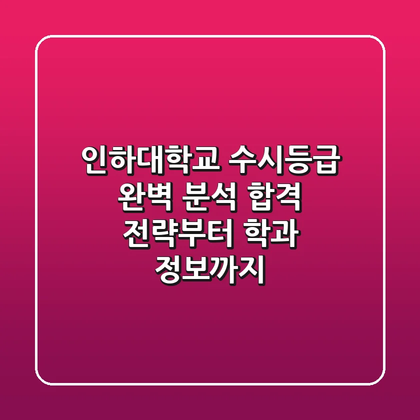 인하대학교 수시등급 완벽 분석: 합격 전략부터 학과 정보까지!