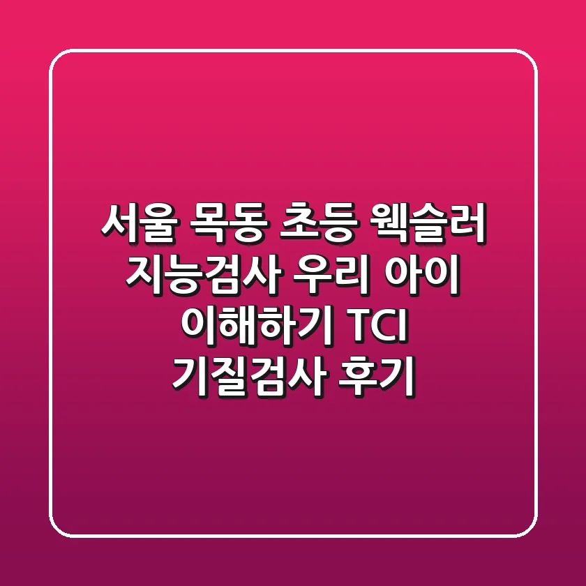서울 목동 초등 웩슬러 지능검사: 우리 아이 이해하기, TCI 기질검사 후기
