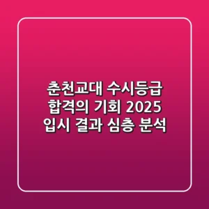 춘천교대 수시등급, 합격의 기회? 2025 입시 결과 심층 분석