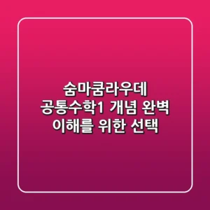 숨마쿰라우데 공통수학1, 개념 완벽 이해를 위한 선택?