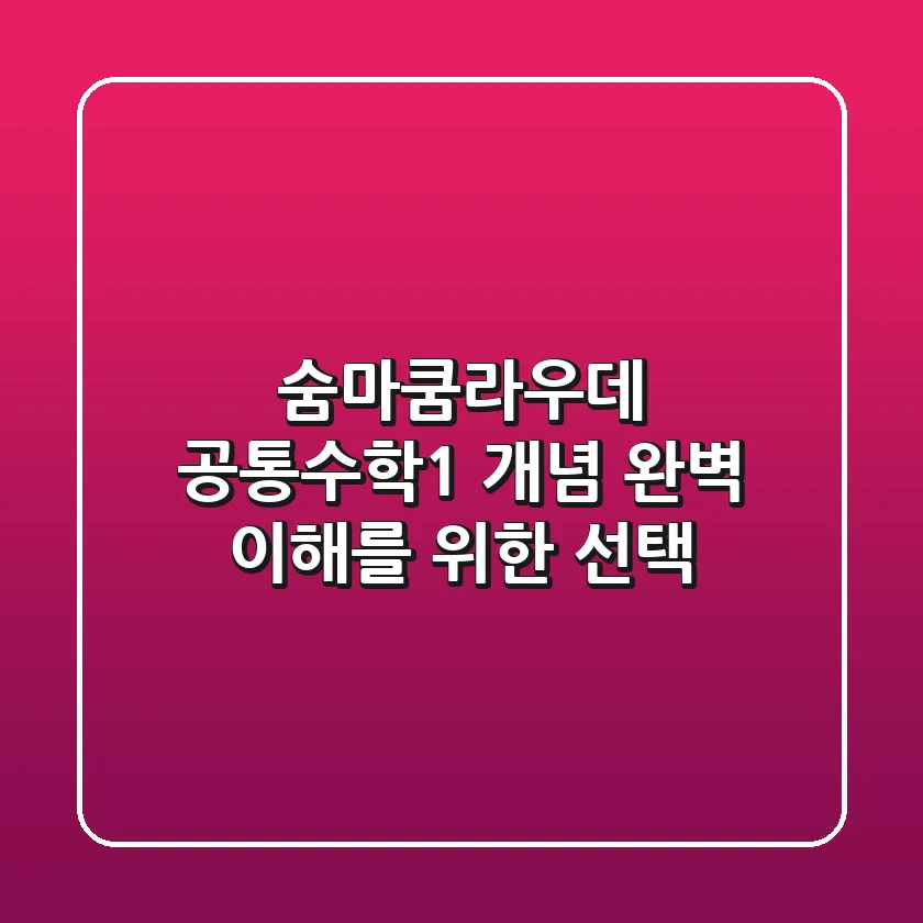 숨마쿰라우데 공통수학1, 개념 완벽 이해를 위한 선택?
