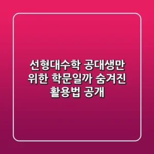 선형대수학, 공대생만 위한 학문일까? 숨겨진 활용법 공개