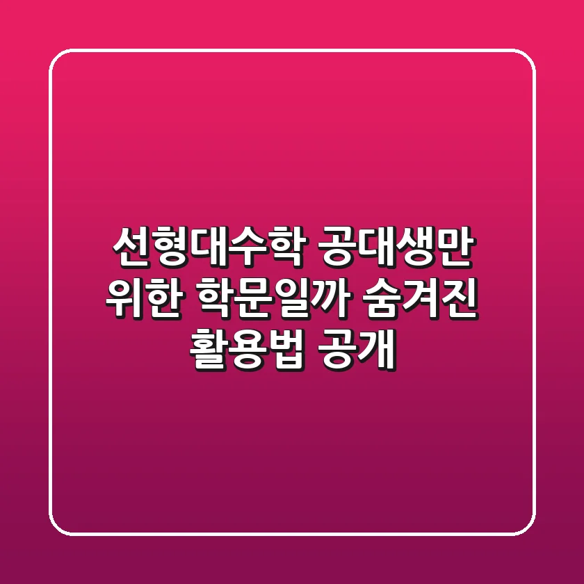 선형대수학, 공대생만 위한 학문일까? 숨겨진 활용법 공개