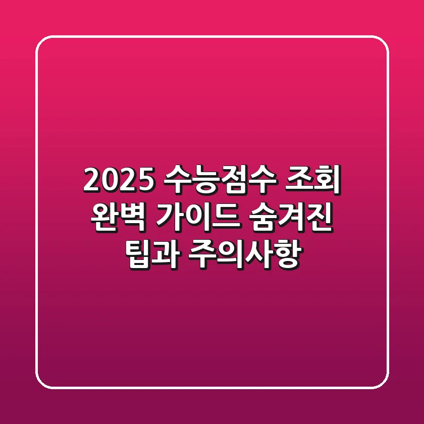 2025 수능점수 조회 완벽 가이드: 숨겨진 팁과 주의사항