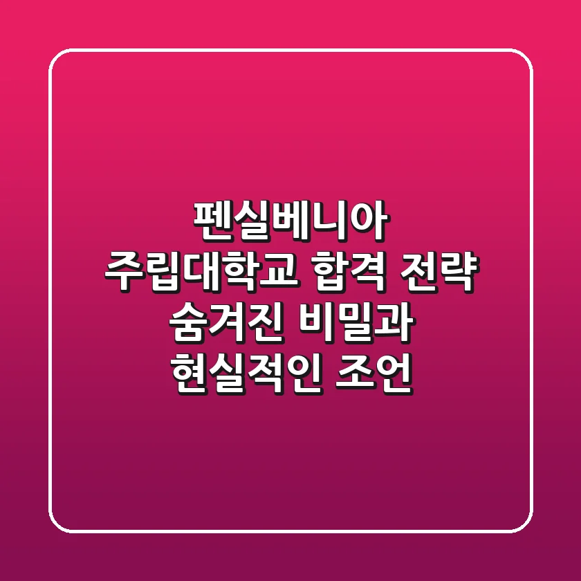 펜실베니아 주립대학교 합격 전략: 숨겨진 비밀과 현실적인 조언