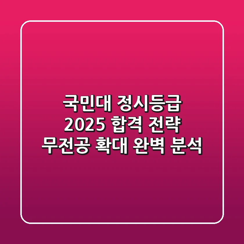 국민대 정시등급 2025: 합격 전략, 무전공 확대 완벽 분석