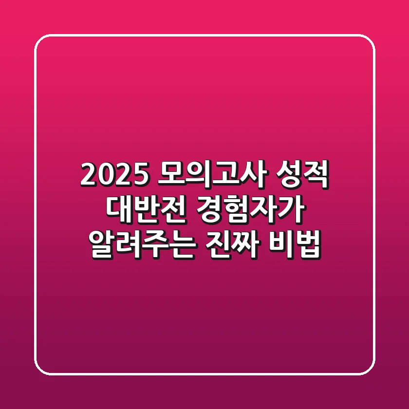 2025 모의고사 성적 대반전? 경험자가 알려주는 진짜 비법