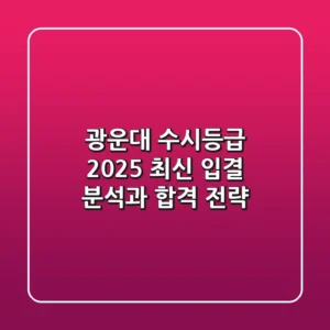 광운대 수시등급, 2025 최신 입결 분석과 합격 전략