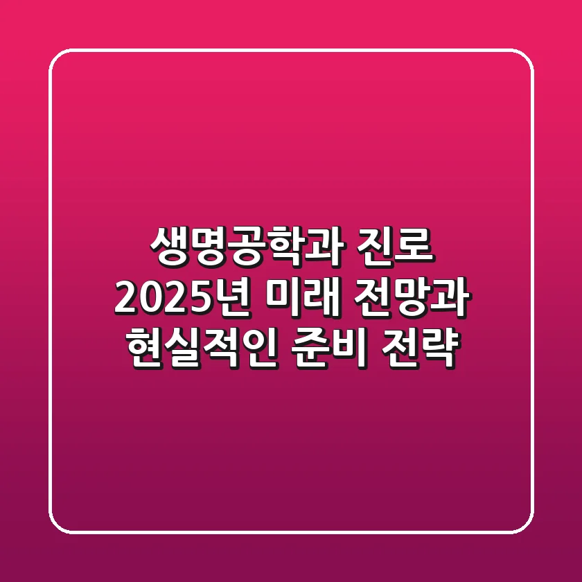 생명공학과 진로, 2025년 미래 전망과 현실적인 준비 전략