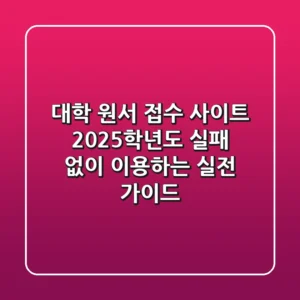대학 원서 접수 사이트, 2025학년도 실패 없이 이용하는 실전 가이드