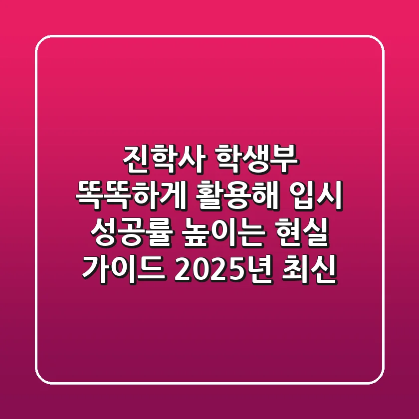 진학사 학생부, 똑똑하게 활용해 입시 성공률 높이는 현실 가이드 (2025년 최신)