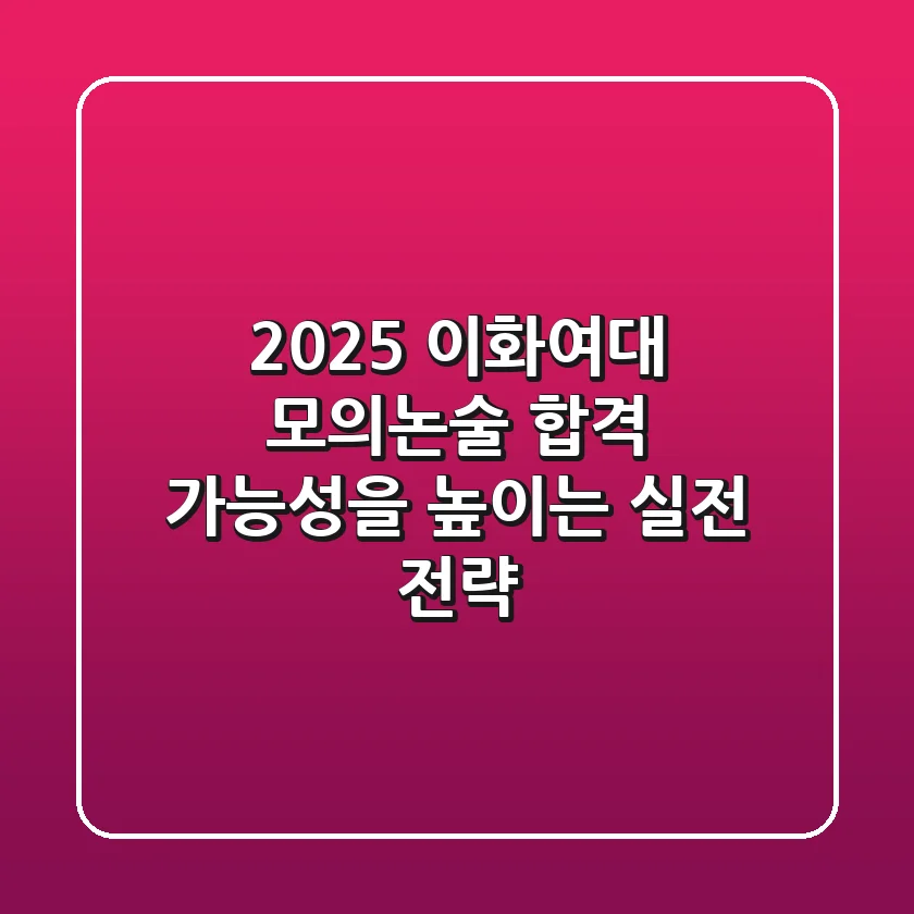 2025 이화여대 모의논술, 합격 가능성을 높이는 실전 전략