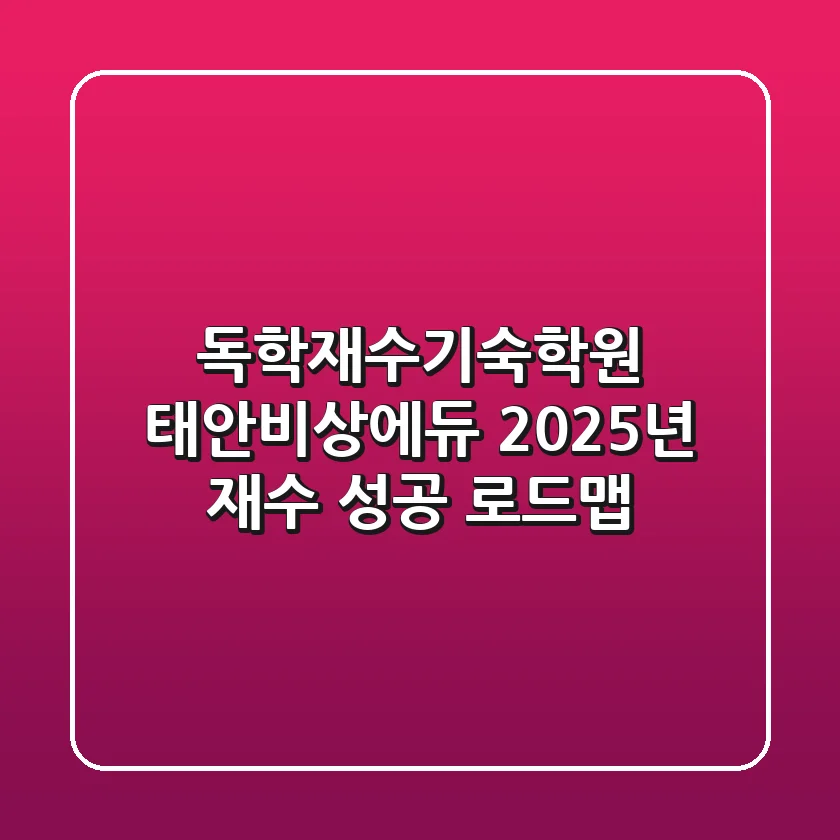 독학재수기숙학원 태안비상에듀: 2025년 재수 성공 로드맵