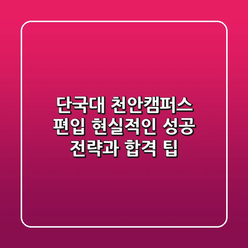 단국대 천안캠퍼스 편입, 현실적인 성공 전략과 합격 팁