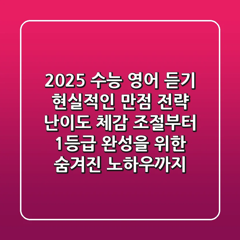 2025 수능 영어 듣기, 현실적인 만점 전략: 난이도 체감 조절부터 1등급 완성을 위한 숨겨진 노하우까지