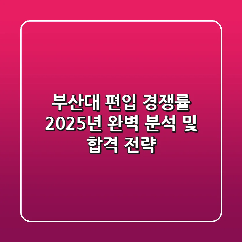 부산대 편입 경쟁률, 2025년 완벽 분석 및 합격 전략