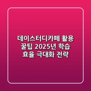 데이스터디카페 활용 꿀팁: 2025년 학습 효율 극대화 전략