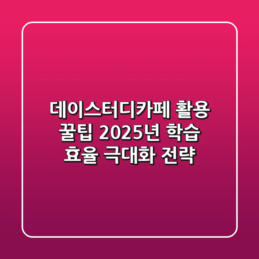 데이스터디카페 활용 꿀팁: 2025년 학습 효율 극대화 전략