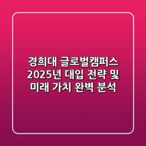 경희대 글로벌캠퍼스, 2025년 대입 전략 및 미래 가치 완벽 분석