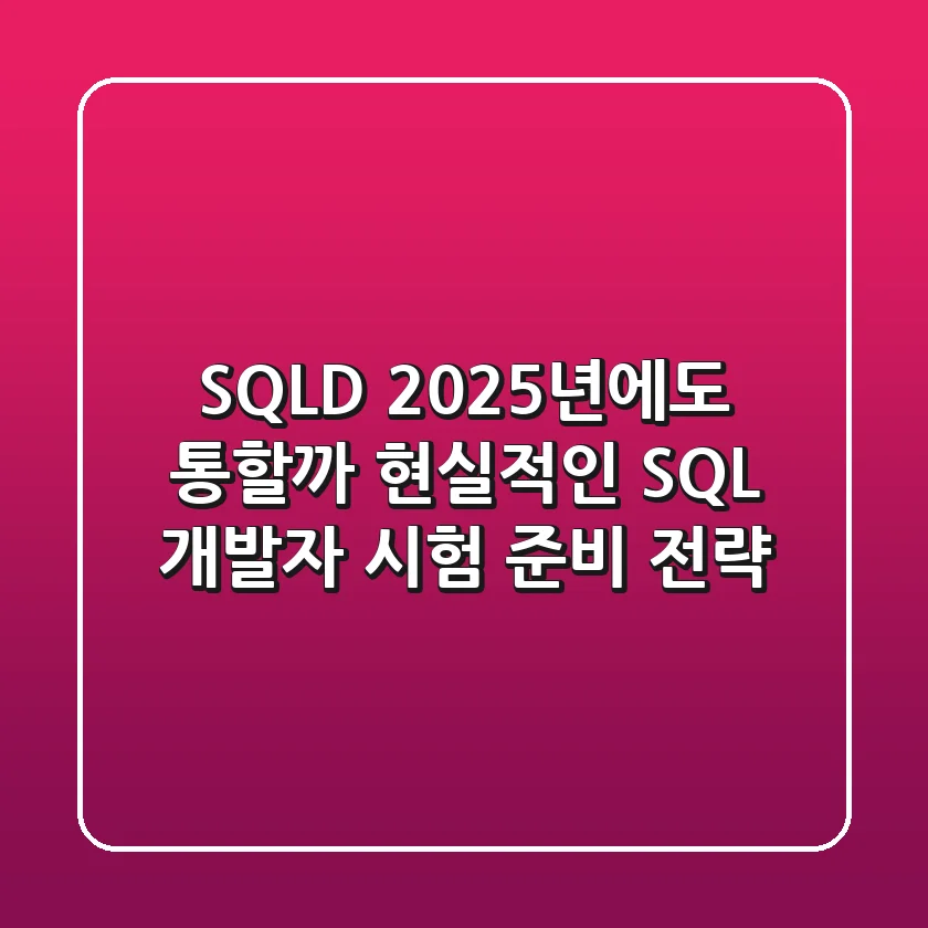 SQLD, 2025년에도 통할까? (현실적인 SQL 개발자 시험 준비 전략)