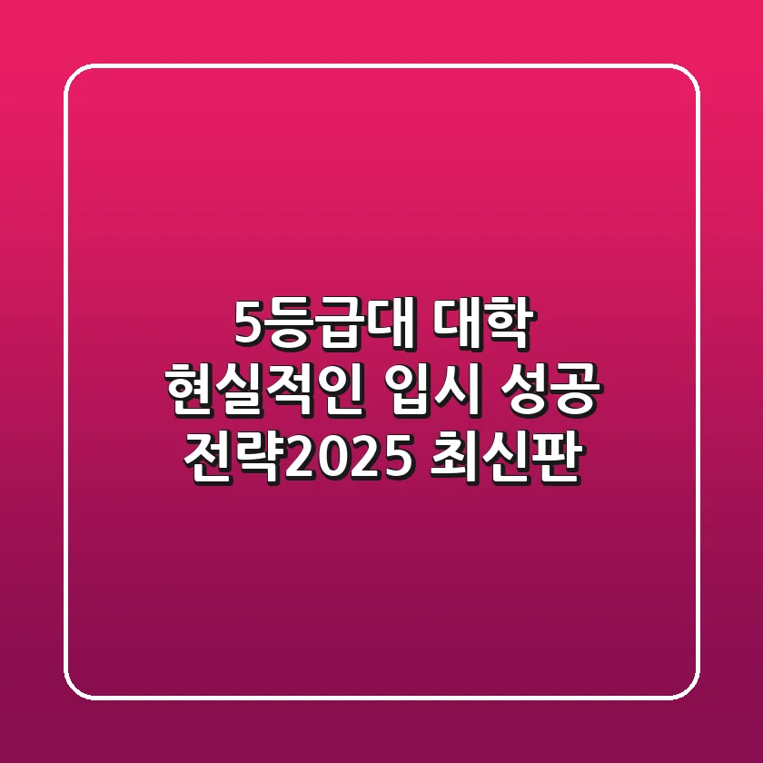 5등급대 대학? 현실적인 입시 성공 전략(2025 최신판!)