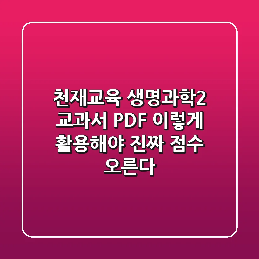 천재교육 생명과학2 교과서 PDF, 이렇게 활용해야 진짜 점수 오른다!