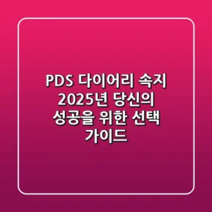 PDS 다이어리 속지, 2025년 당신의 성공을 위한 선택 가이드