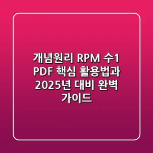개념원리 RPM 수1 PDF? 핵심 활용법과 2025년 대비 완벽 가이드