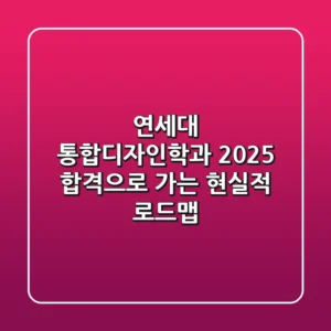 연세대 통합디자인학과 2025, 합격으로 가는 현실적 로드맵