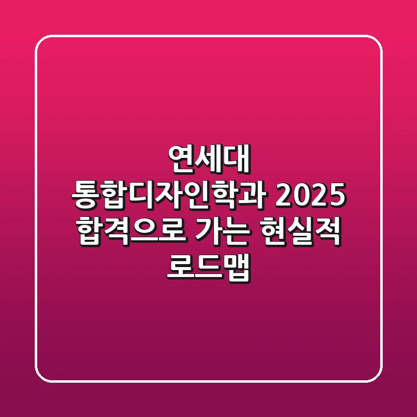 연세대 통합디자인학과 2025, 합격으로 가는 현실적 로드맵