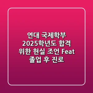 연대 국제학부, 2025학년도 합격 위한 현실 조언 (Feat. 졸업 후 진로)