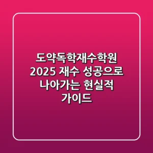 도약독학재수학원, 2025 재수 성공으로 나아가는 현실적 가이드