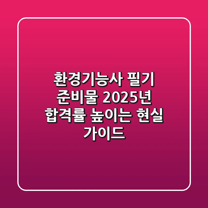 환경기능사 필기 준비물: 2025년 합격률 높이는 현실 가이드
