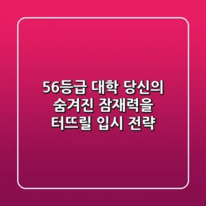 5,6등급 대학, 당신의 숨겨진 잠재력을 터뜨릴 입시 전략