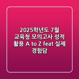 2025학년도 7월 교육청 모의고사: 성적 활용 A to Z (feat. 실제 경험담)