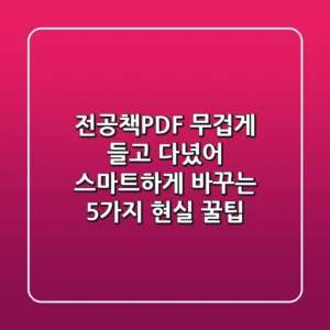 전공책PDF, 무겁게 들고 다녔어? 스마트하게 바꾸는 5가지 현실 꿀팁