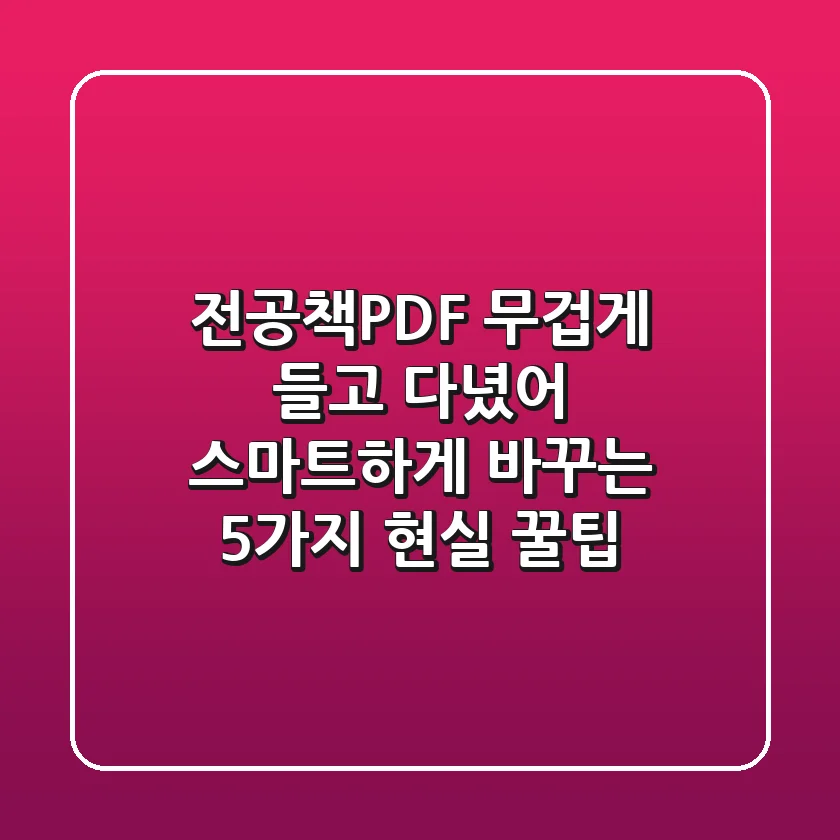 전공책PDF, 무겁게 들고 다녔어? 스마트하게 바꾸는 5가지 현실 꿀팁