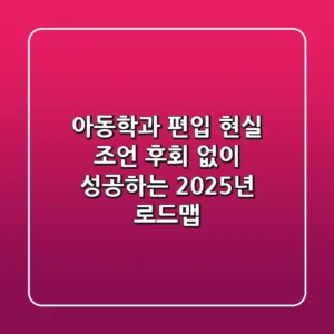 아동학과 편입 현실 조언: 후회 없이 성공하는 2025년 로드맵