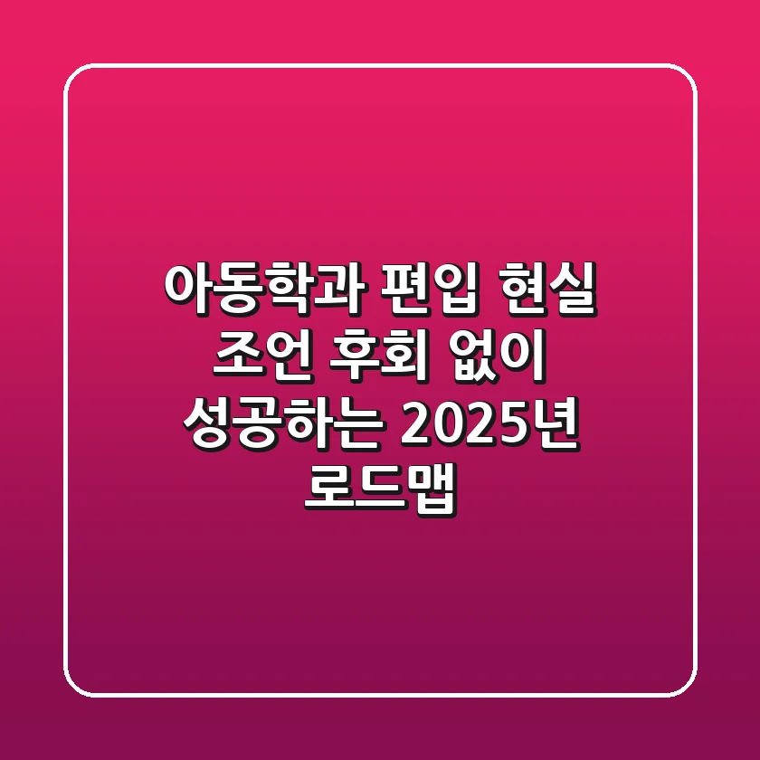 아동학과 편입 현실 조언: 후회 없이 성공하는 2025년 로드맵