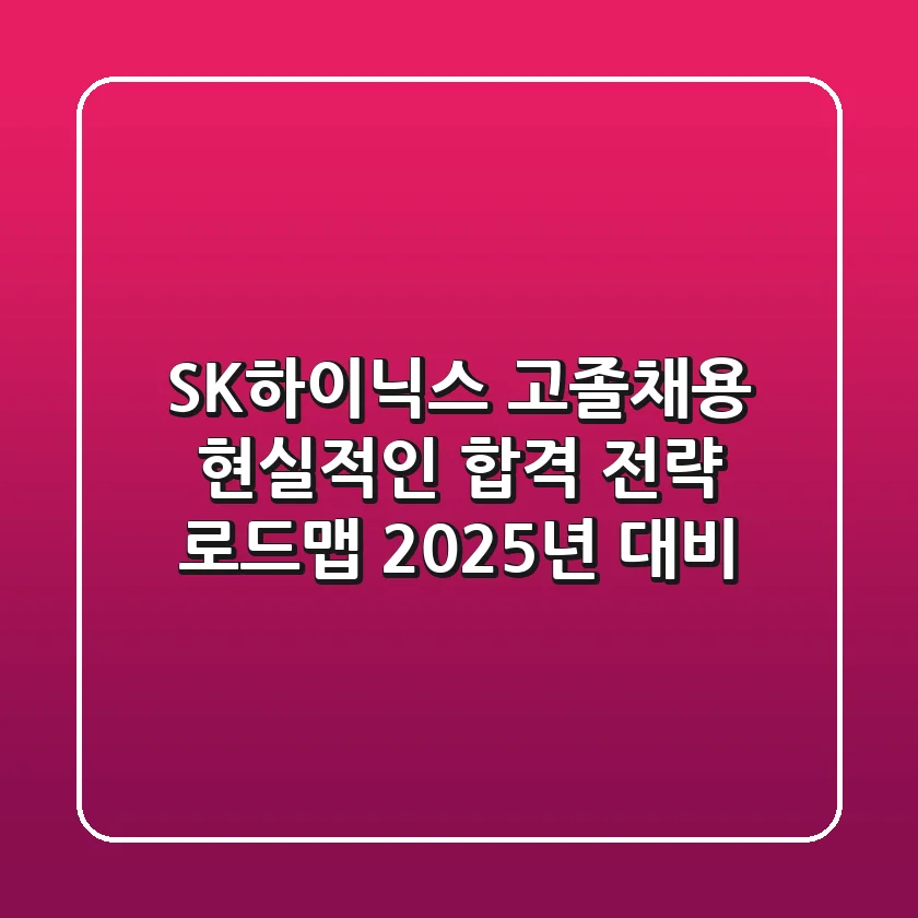 SK하이닉스 고졸채용, 현실적인 합격 전략 로드맵 (2025년 대비)