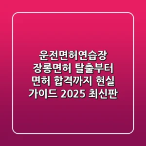 운전면허연습장: 장롱면허 탈출부터 면허 합격까지 현실 가이드 (2025 최신판)